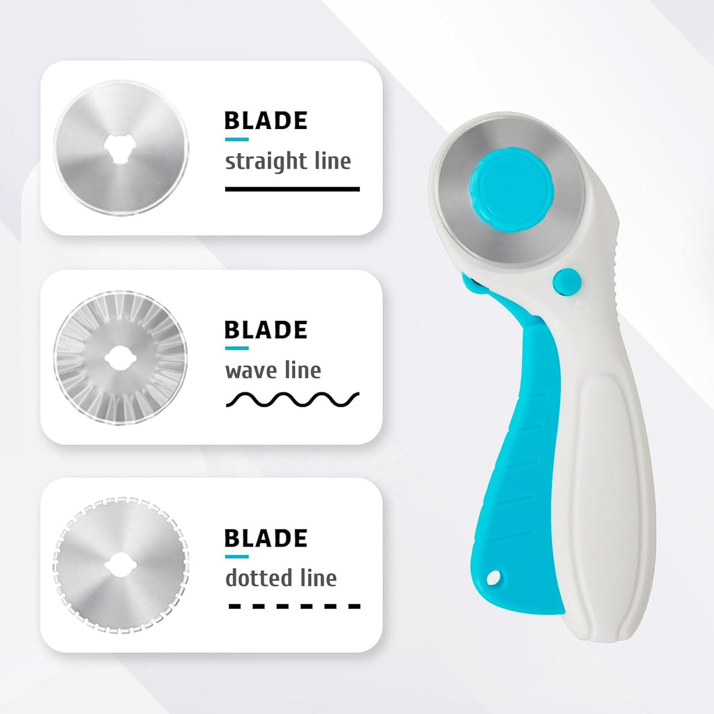 MAUFORE Blue Professional Sewing Scissors and Rotary Cutter with Blades Set