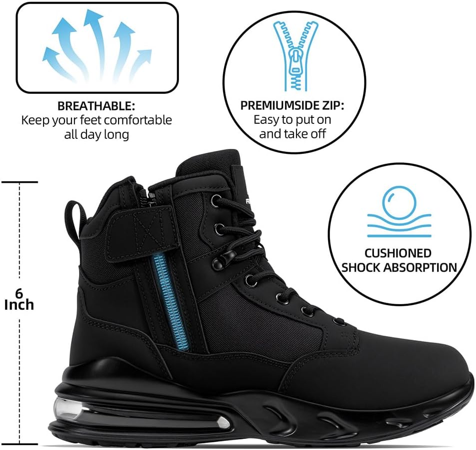 FENLERN Women's Waterproof Hiking Boots, Lightweight Non-Slip Trekking Boots with Side Zipper, Comfortable Cushion Support Outdoor Backpacking Camping Trail Shoes