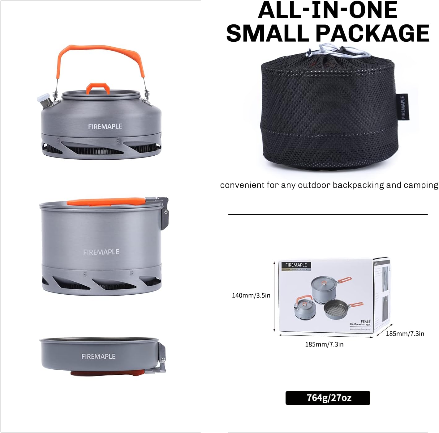 Fire-Maple Feast Outdoor Camping Cookware, Pot and Pan Set Stackable Kit