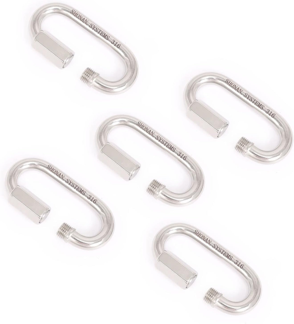 SHONAN Heavy Duty Marine Chain Quick Links, Stainless Steel Chain Connectors, Corrosion Resistant Locking Carabiners