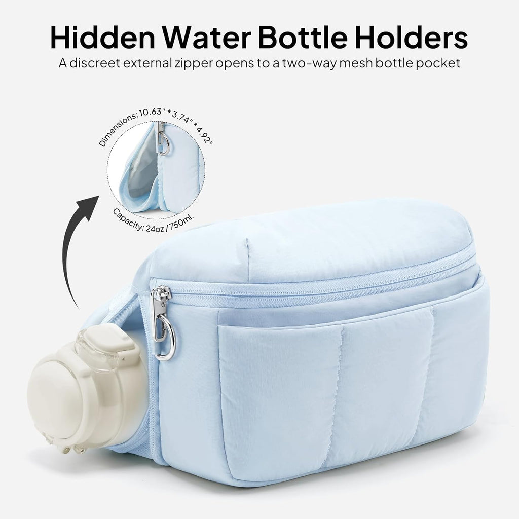 TOPEAST Fanny Pack for Women 3.5L Waist Pack with Water Bottle Holder, Light Blue