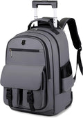 FANDARE Rolling Laptop Backpack Convertible Luggage Backpack with Wheels Travel Daypacks Multi-Functional Carry-On for Business Trip Men Lifestyle Outdoor Urban Waterproof PU Film Backpacks Grey