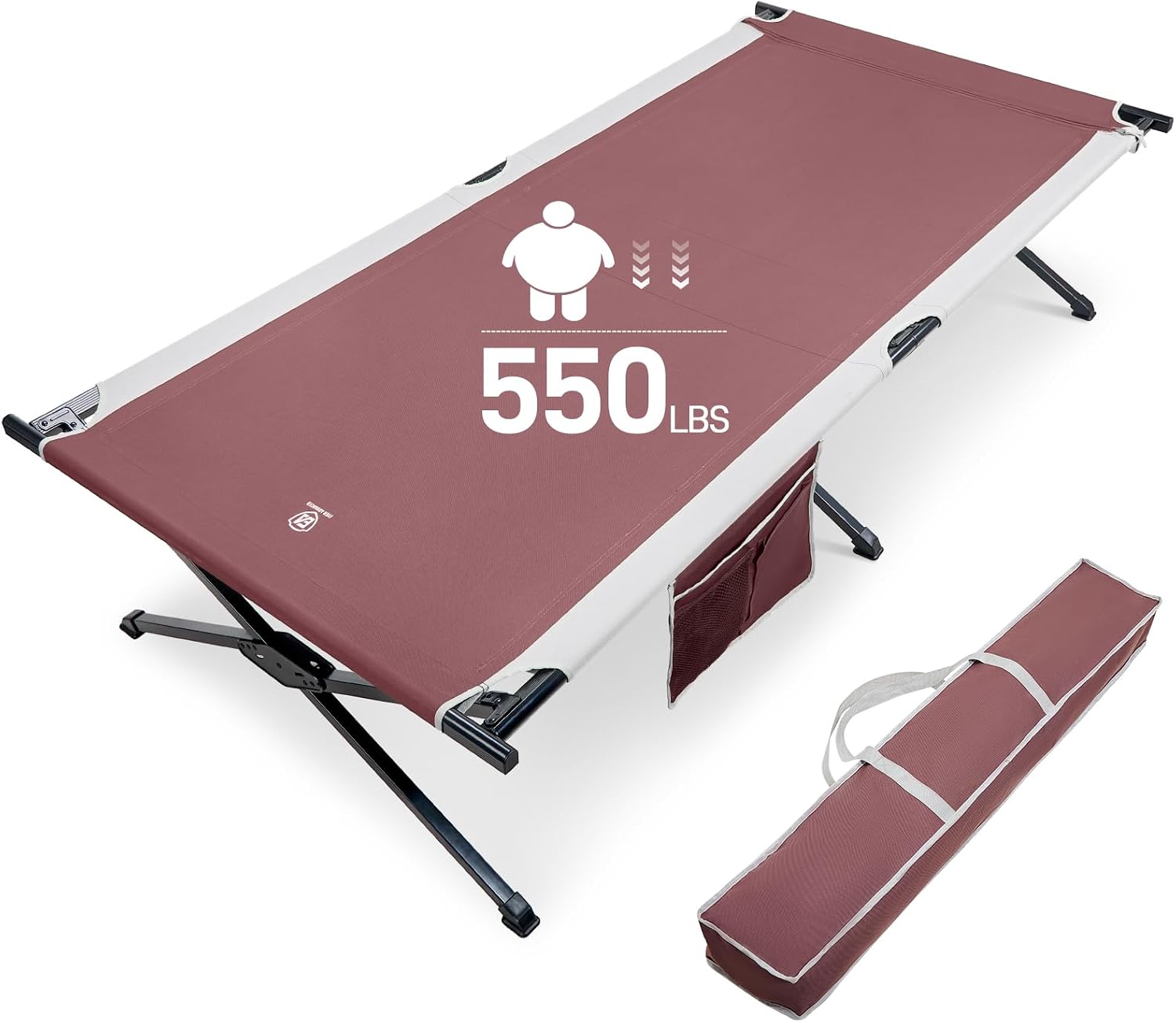 EVER ADVANCED Extra Wide Camping Cot for Adults Oversized XXL Sleeping Cots Folding Cot Bed with Carry Bag, 84.3" L x 41.9" W, Support to 550 lbs