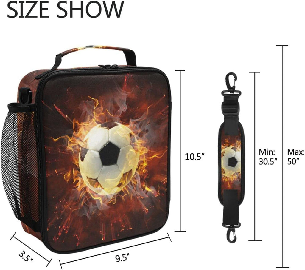 Soccer Lunch Box Insulated Lunch Bag Cooler Tote Bag