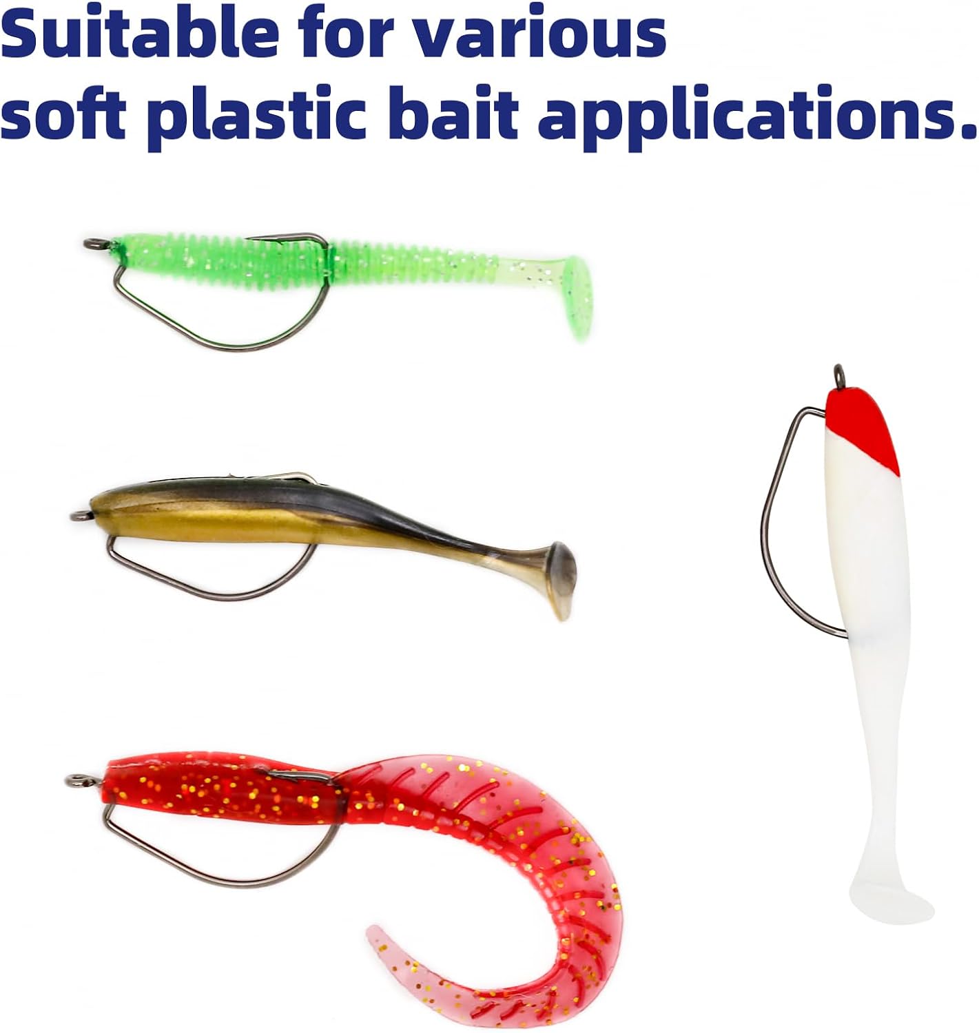 UCEC EWG Fishing Hooks, Offset Worm Hooks for Bass Fishing Hook Texas Rig