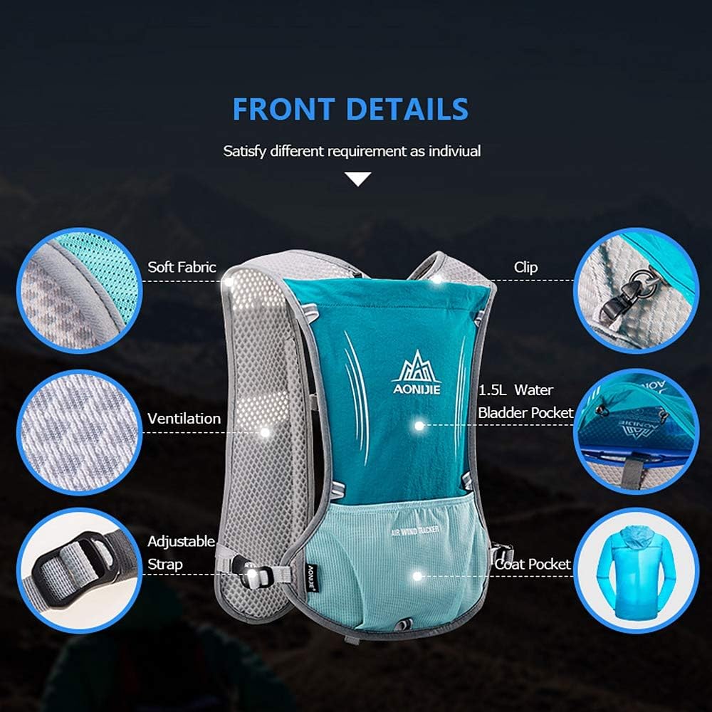 AONIJIE Hydration Vest Pack Backpack 5L 5.5L Marathoner Running Vest Race Hydration for Women and Men Trail Run Hiking Jogging