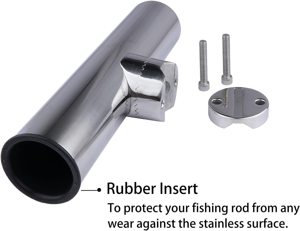 Fishing Rod Holders for Boat, 2 Pack Stainless Steel Rail Mount Rod Holders Clamp on 1" to 1-1/4" Rail for Fishing Boats, Kayaks, Canoes, and Other watercraft.