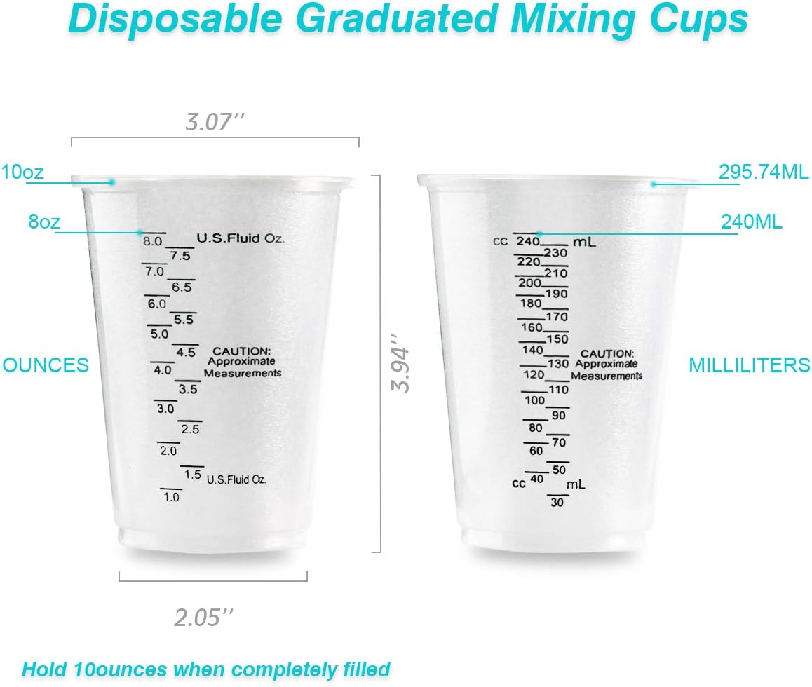 100pcs 8oz Graduated Clear Plastic Measuring Cups