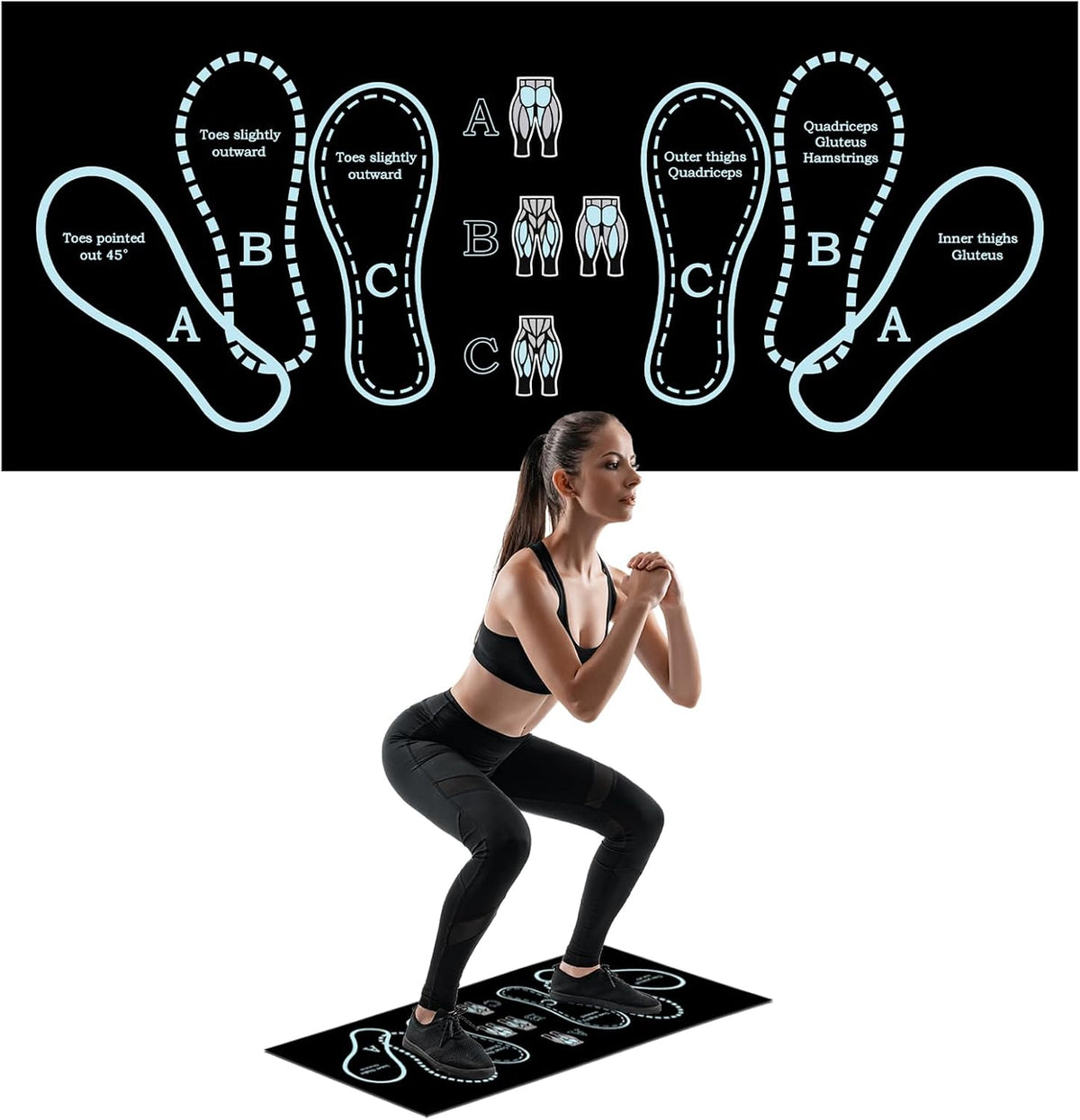 Anti-Slip Squat Mat, Squat Mat with Foot Position Sports Accessories for Home Workout, Anti-Slip & Shock-Absorbing Scientific Design Suitable for Home & Gym Use