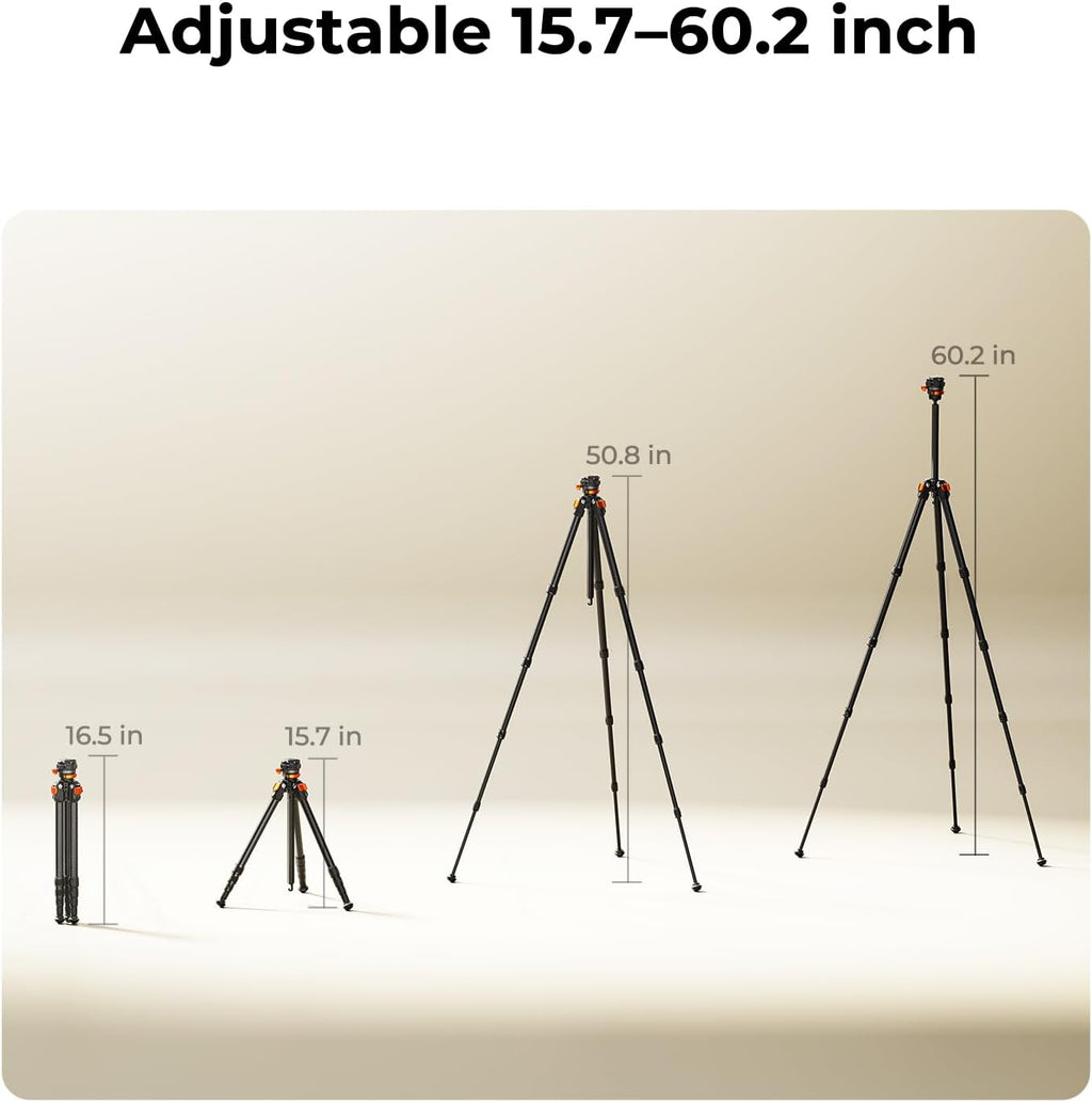 K&F CONCEPT 60" Carbon Fiber Travel Tripod for Camera
