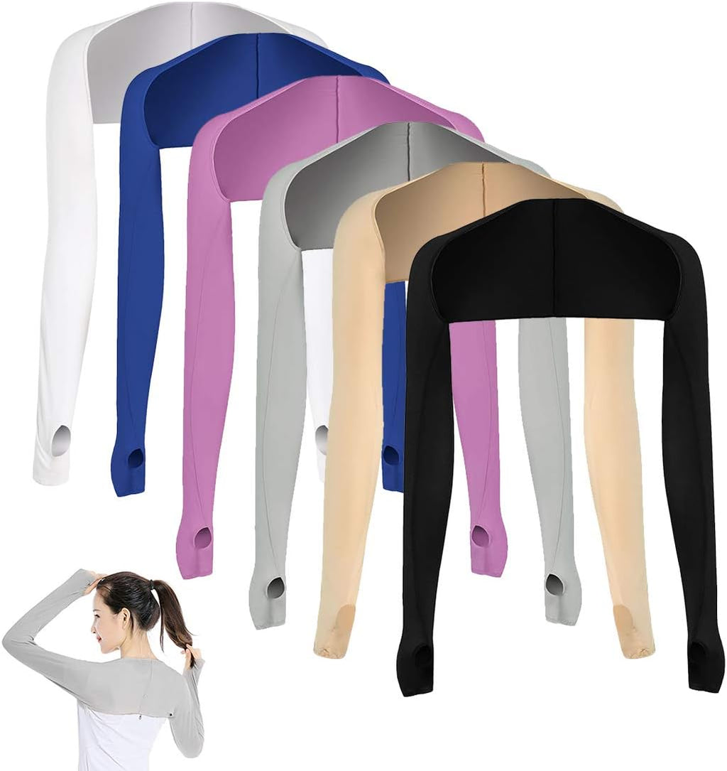 Cooling Shawl Arm Sleeves Sun Protection with Finger Hole Anti-UV, Comfortable Ladies Cooler Shrug Ideal for Women