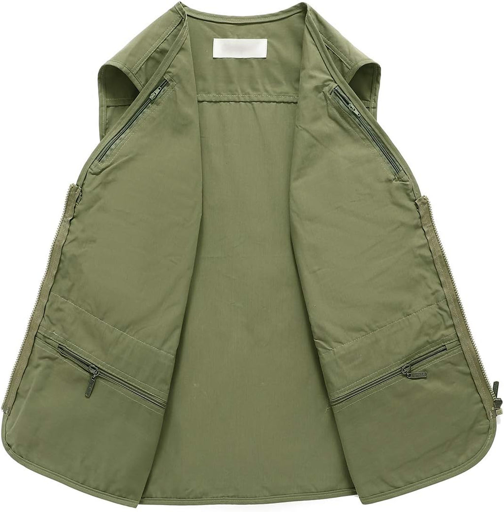 Hbufnha Men's Casual Safari Travel Vest 16 Pockets Outdoor Work Vest Sleeveless Jacket Fishing Hiking Photograph