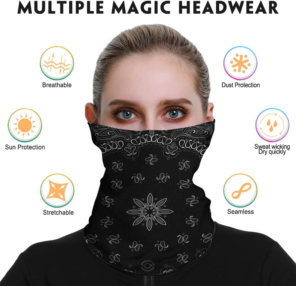 Neck Gaiter for Men Women Headwear Bandana Head Wrap Face Scarf Mask Cover Warmer Balaclava-Seamless & Versatile
