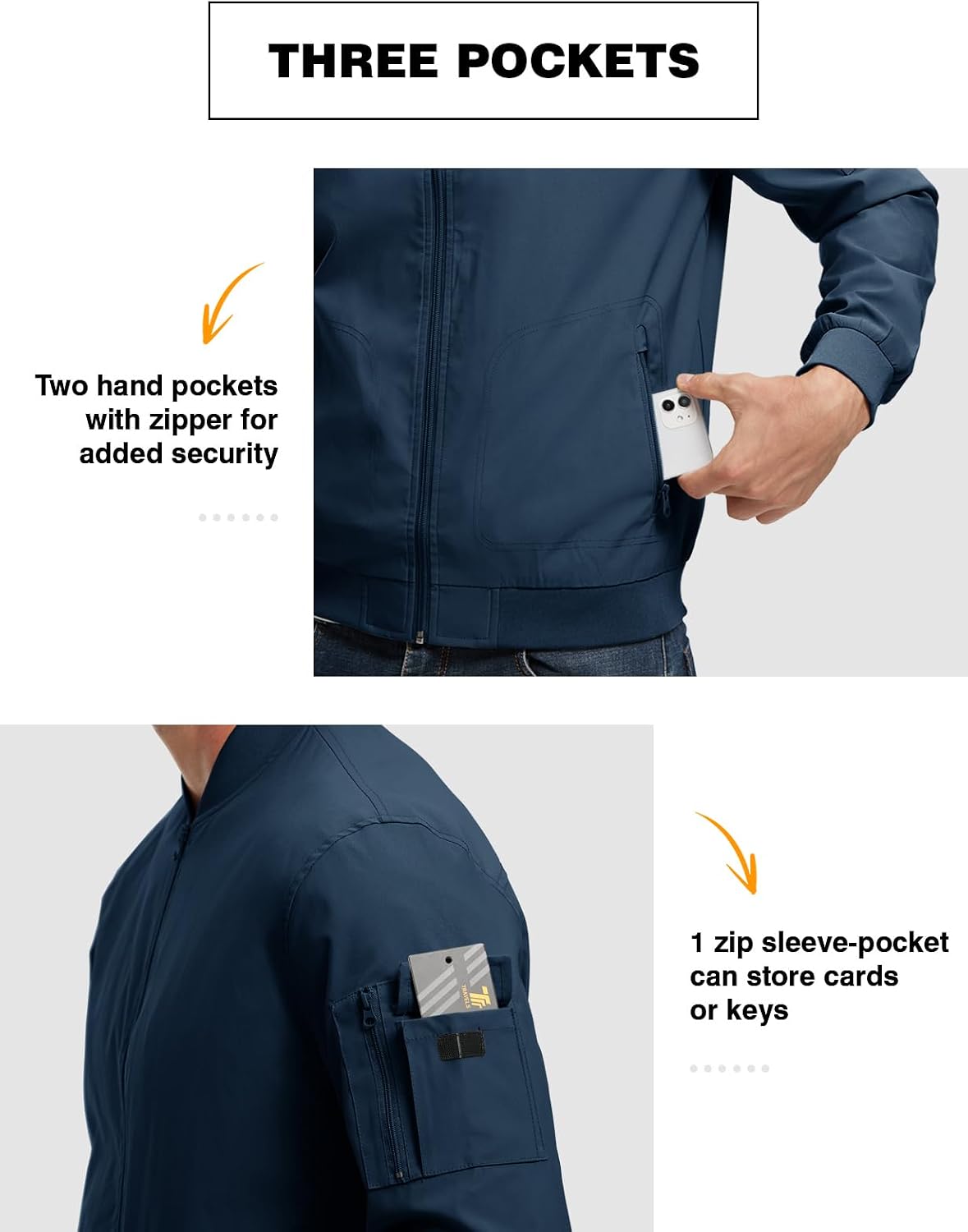 TBMPOY Men's Lightweight Jackets Casual Dress Golf Bomber Windbreaker Fall