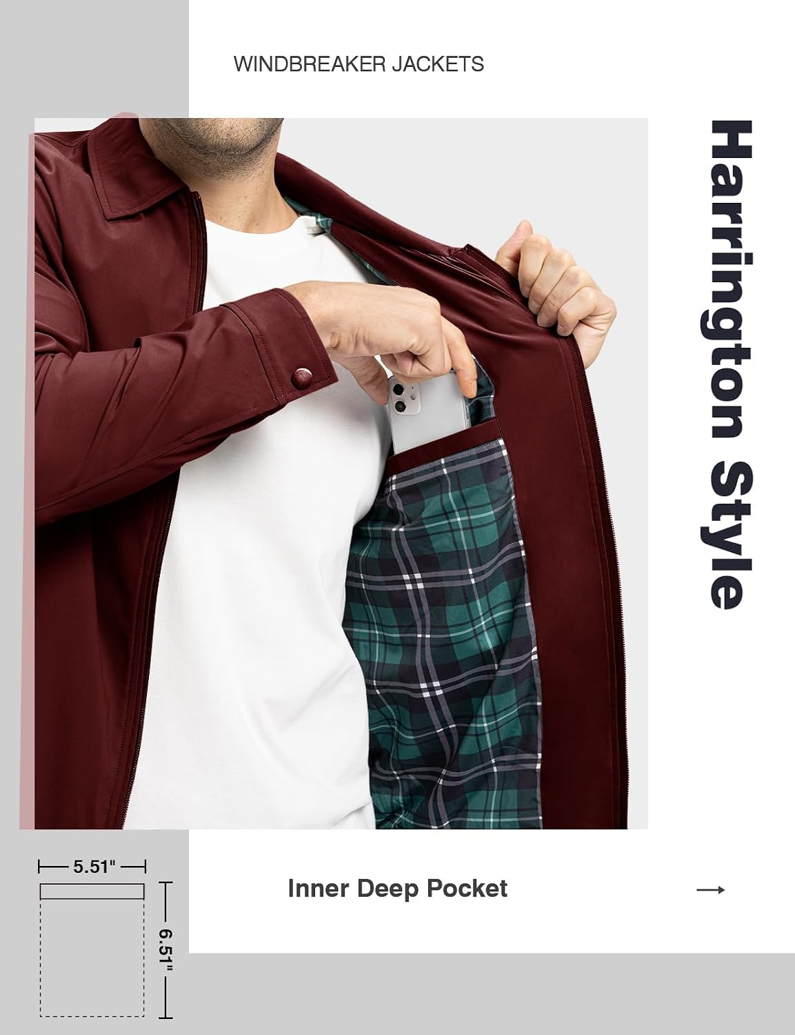 TBMPOY Mens Lightweight Jackets Light Windbreaker Full Zip Casual Work Jacket Golf Business Fall Track Coat with Pockets