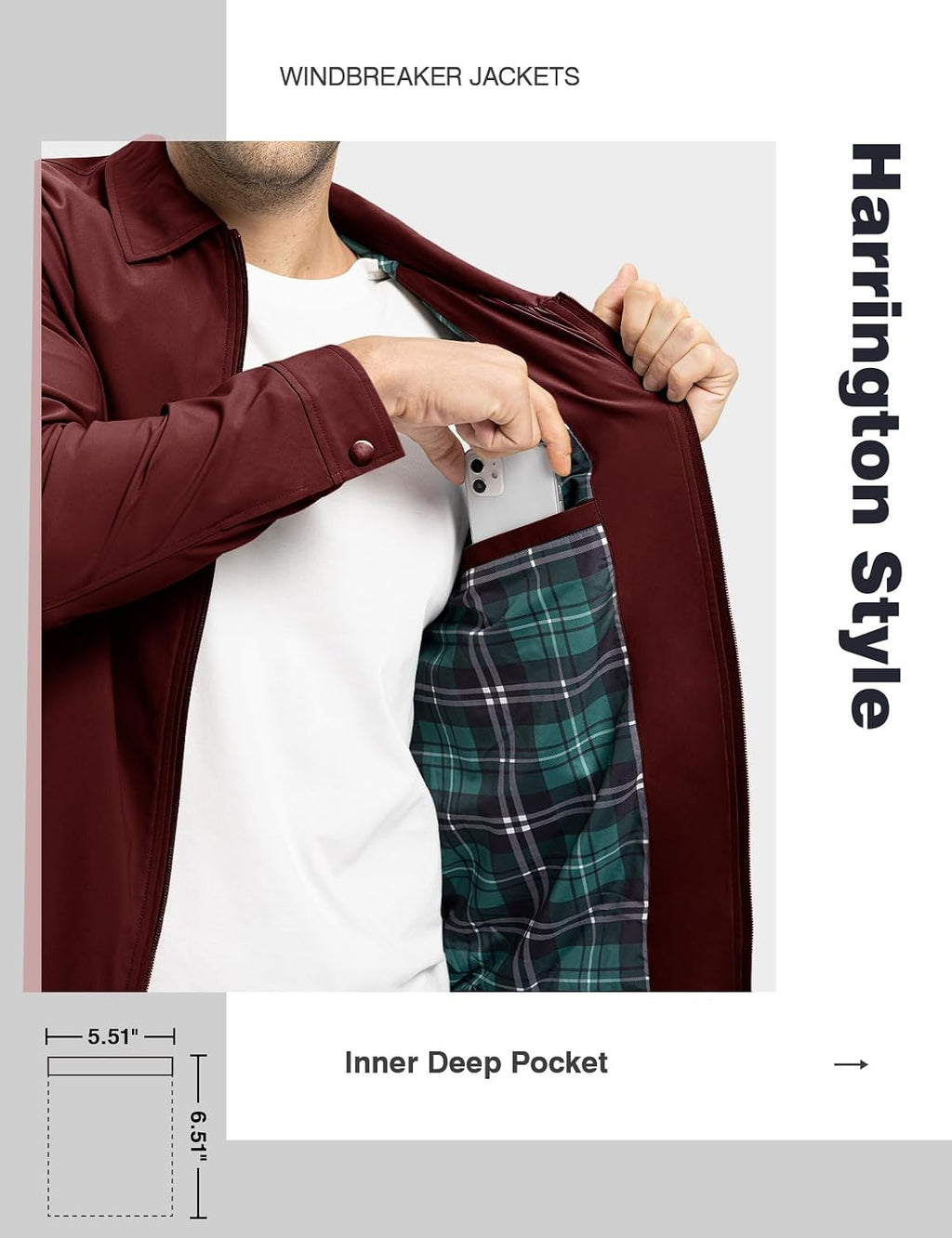 TBMPOY Mens Lightweight Jackets Light Windbreaker Full Zip Casual Work Jacket Golf Business Fall Track Coat with Pockets