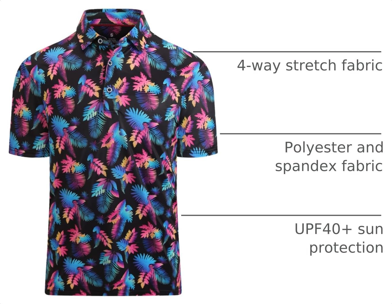 Alex Vando Mens Golf Shirt Moisture Wicking Print Performance Polo Shirt