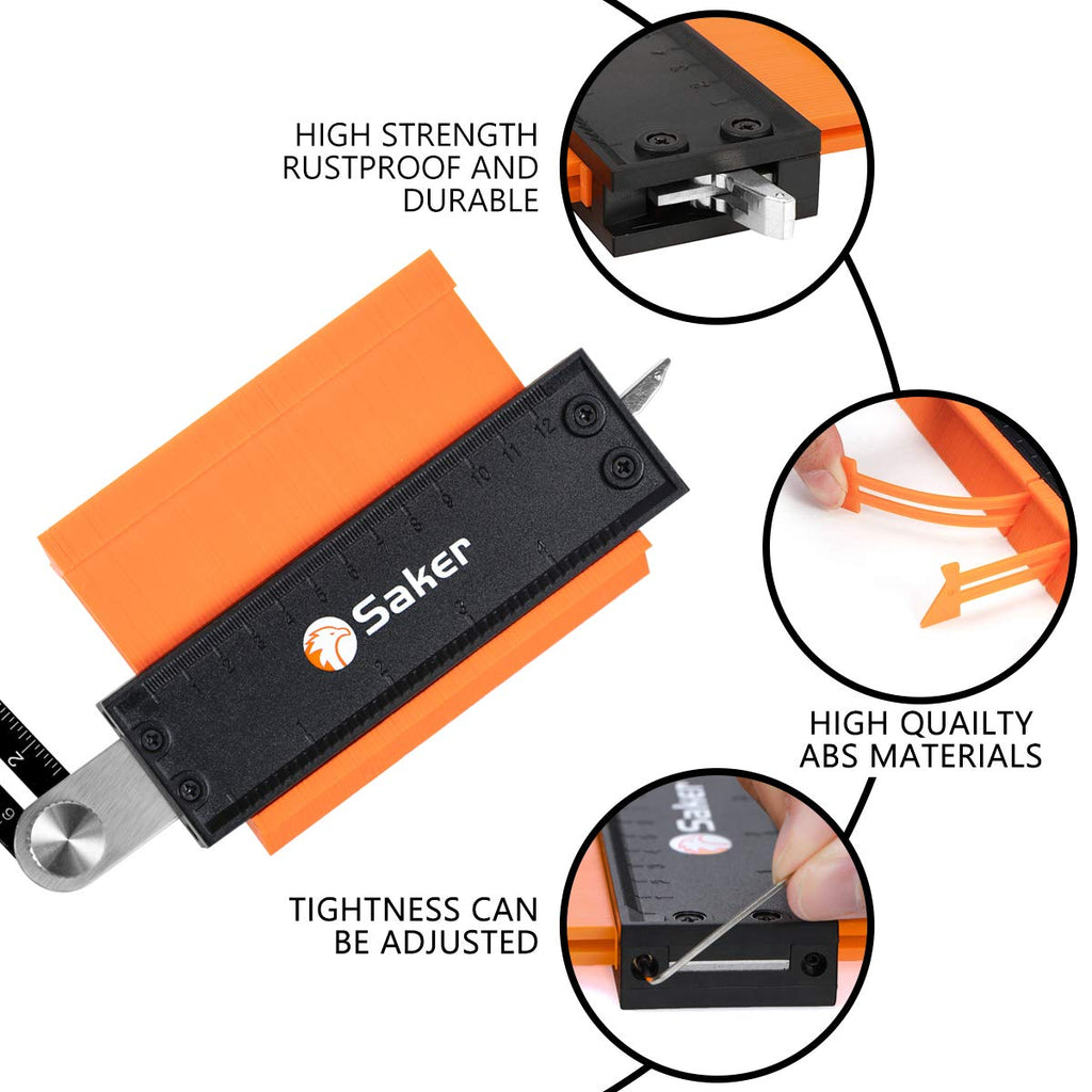 Saker Contour Gauge Profile Tool With Opening Locator- Adjustable Lock -Precisely Copy Irregular Shape Duplicator -Irregular Welding Woodworking Tracing - Must Have Tool for DIY Handyman, Construction