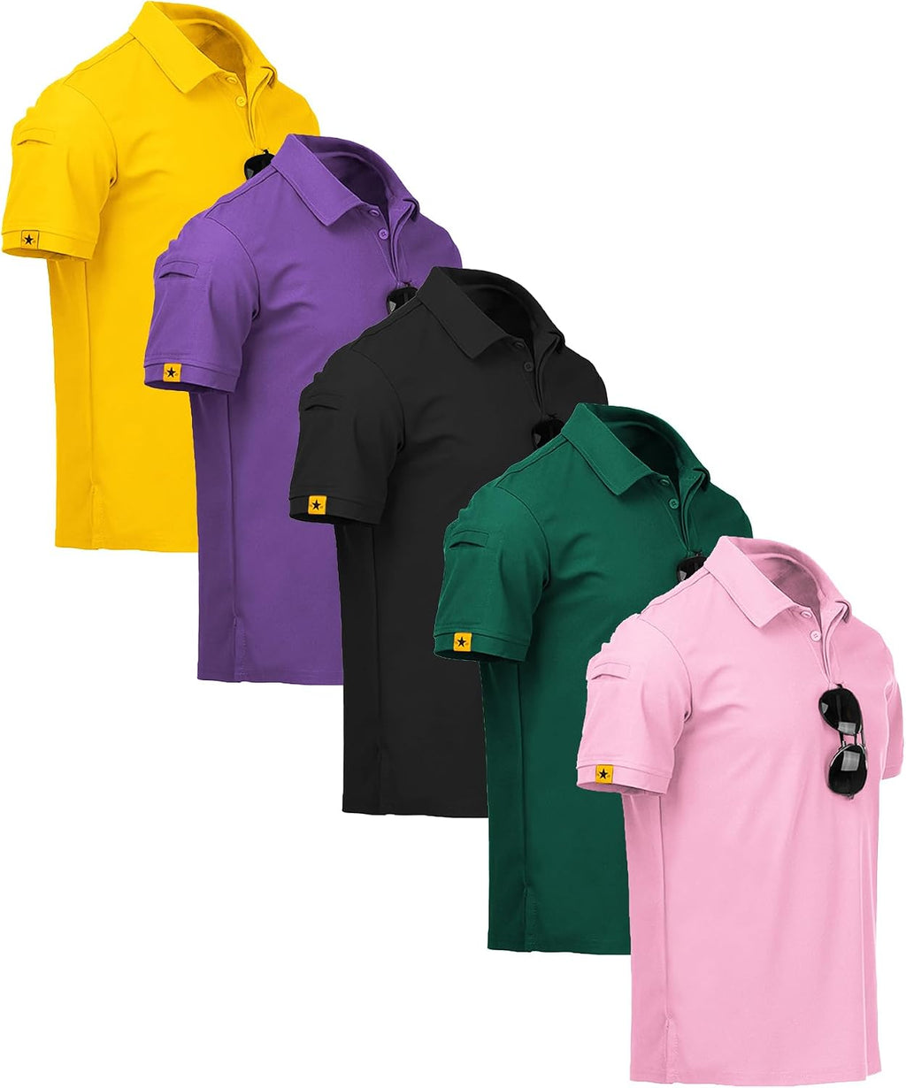 ZITY 5 Pack Mens Polo Shirt Short Sleeve Moisture Wicking Golf T-Shirt