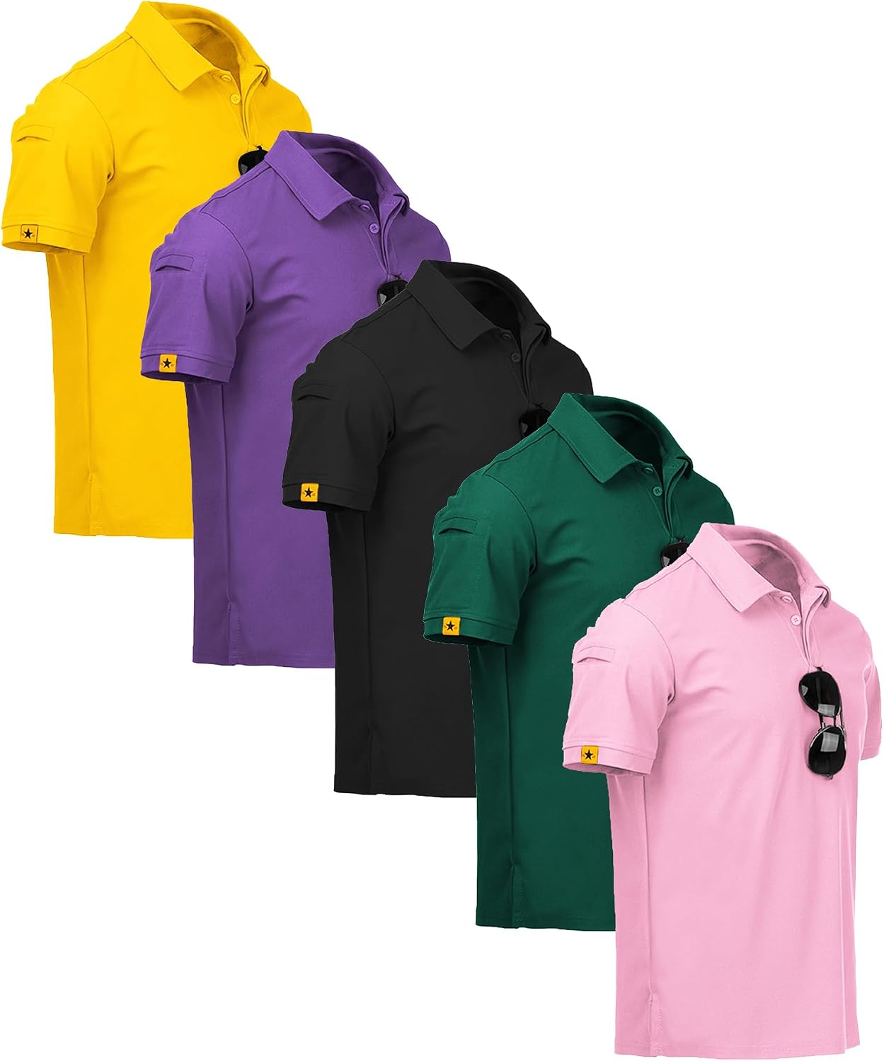 ZITY 5 Pack Mens Polo Shirt Short Sleeve Moisture Wicking Golf T-Shirt