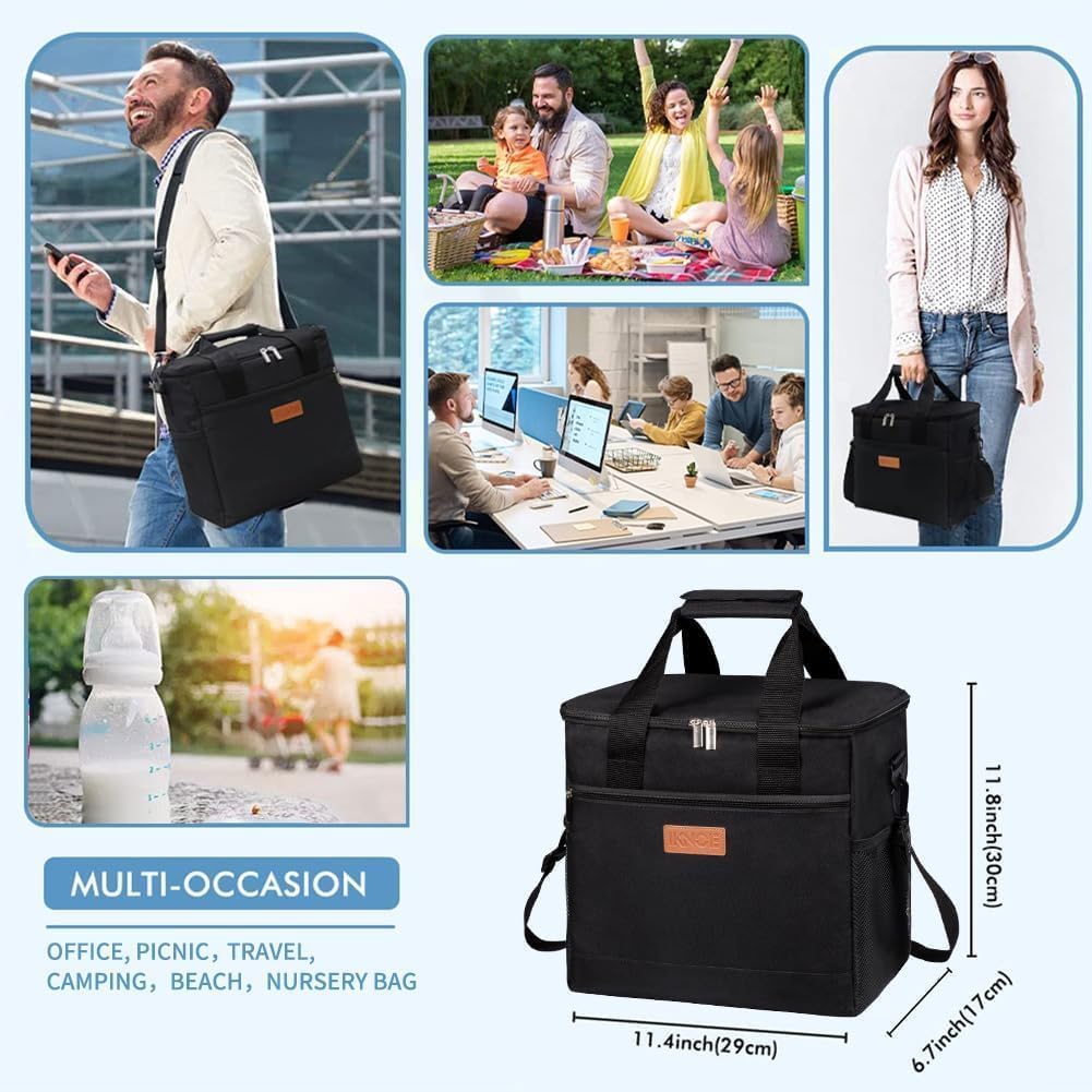 IKNOE 15L 24-Can Insulated Cooler Bag, Leak-Resistant Lunch Tote for Work