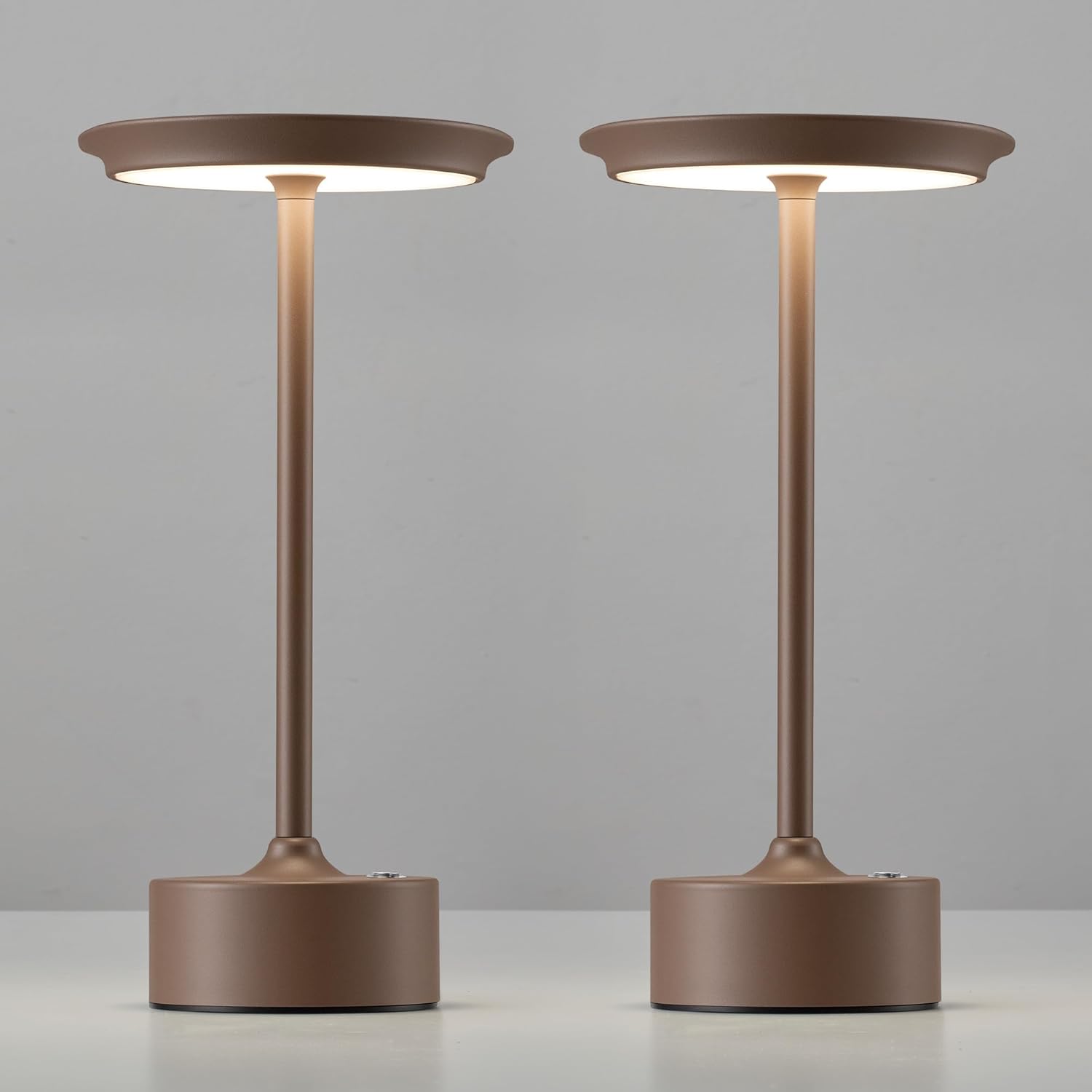 PUSU Rechargeable Table Lamps Set of 2, Brown Cordless Portable Desk Lamp