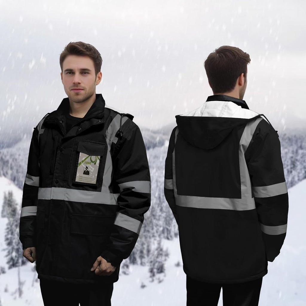 High Visibility Safety Jackets, Construction Coats, Black, 3XL