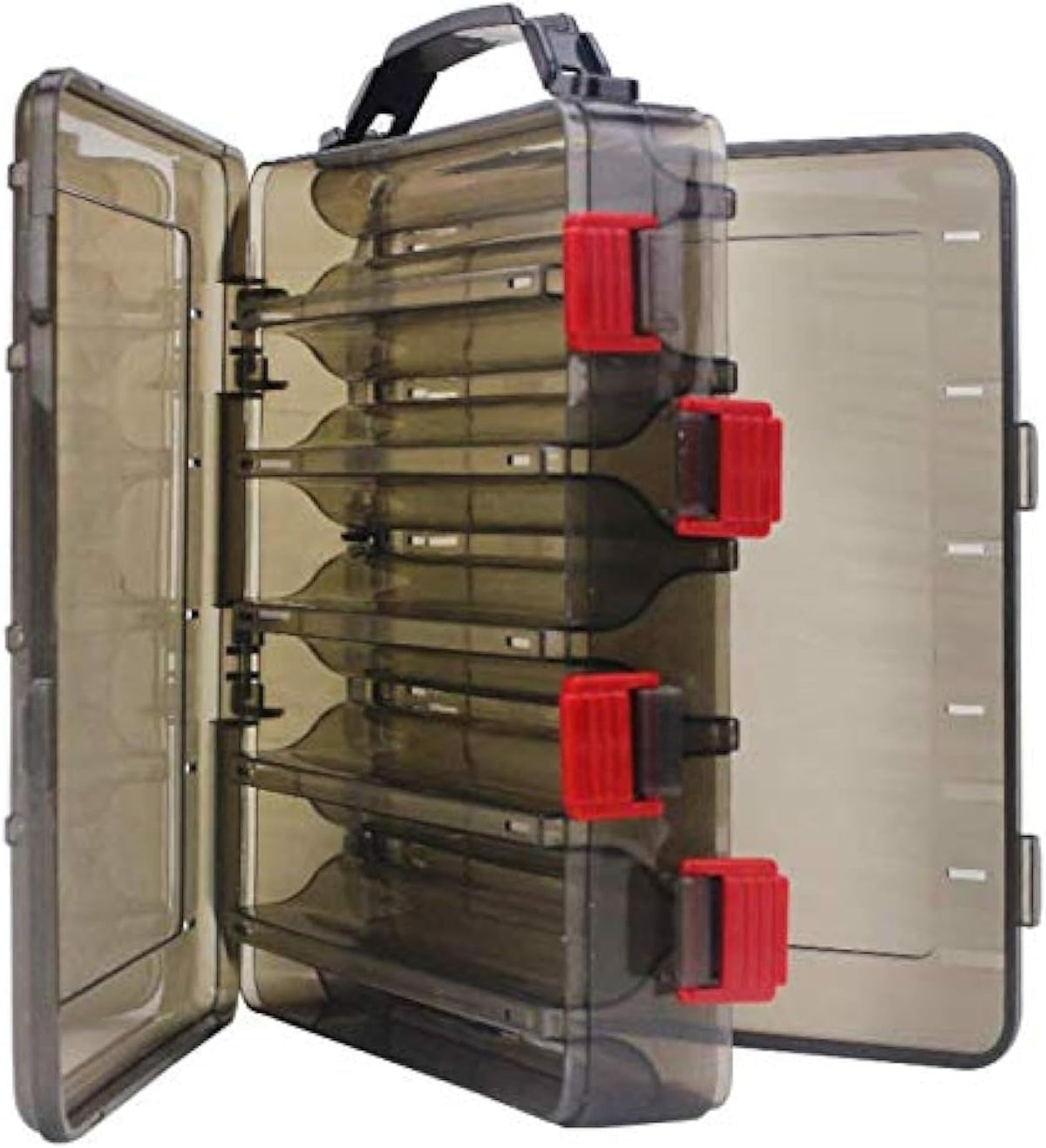 Double-Sided Fishing Lure Hook Tackle Box Visible Hard Plastic Clear Fishing Lure Bait Squid Jig Minnows Hooks Accessory Storage Case Container (Clear-14 Slots)