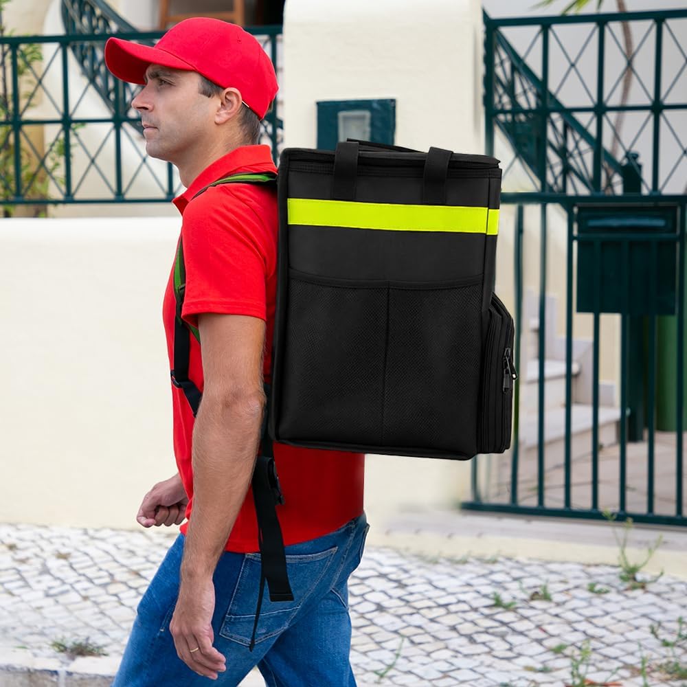 Insulated Food Delivery Backpack with Cup Holders, Expandable Bag