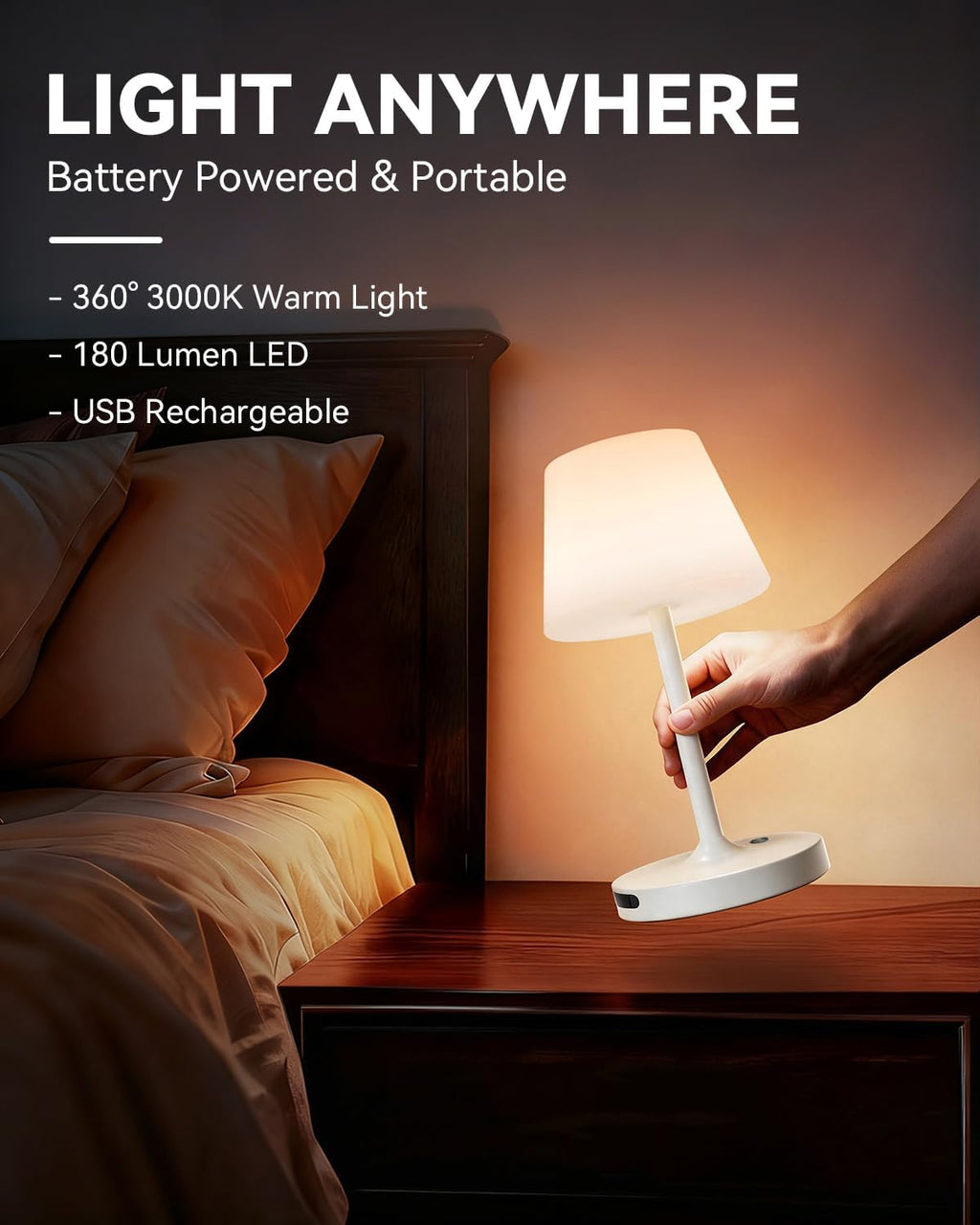 SAIWEYA Outdoor Waterproof Shower Lamp, 5200mAh Rechargeable Bathroom Lamp