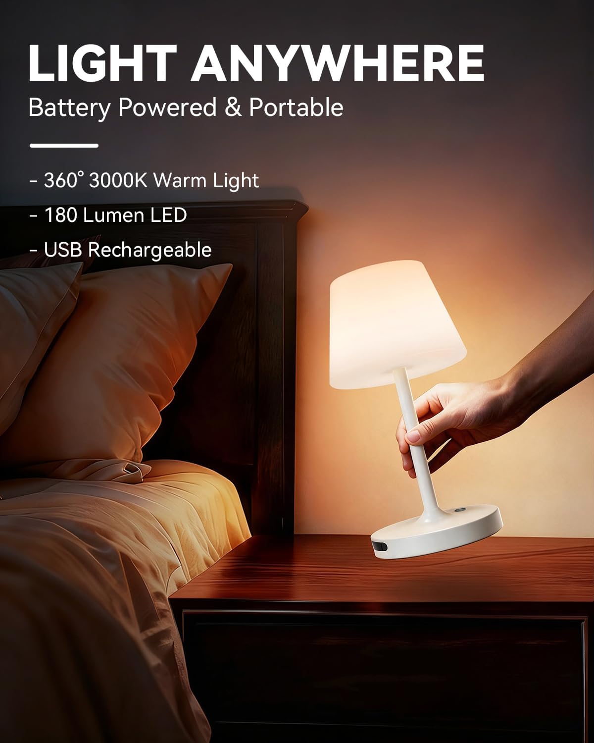 SAIWEYA Outdoor Waterproof Shower Lamp, 5200mAh Rechargeable Bathroom Lamp