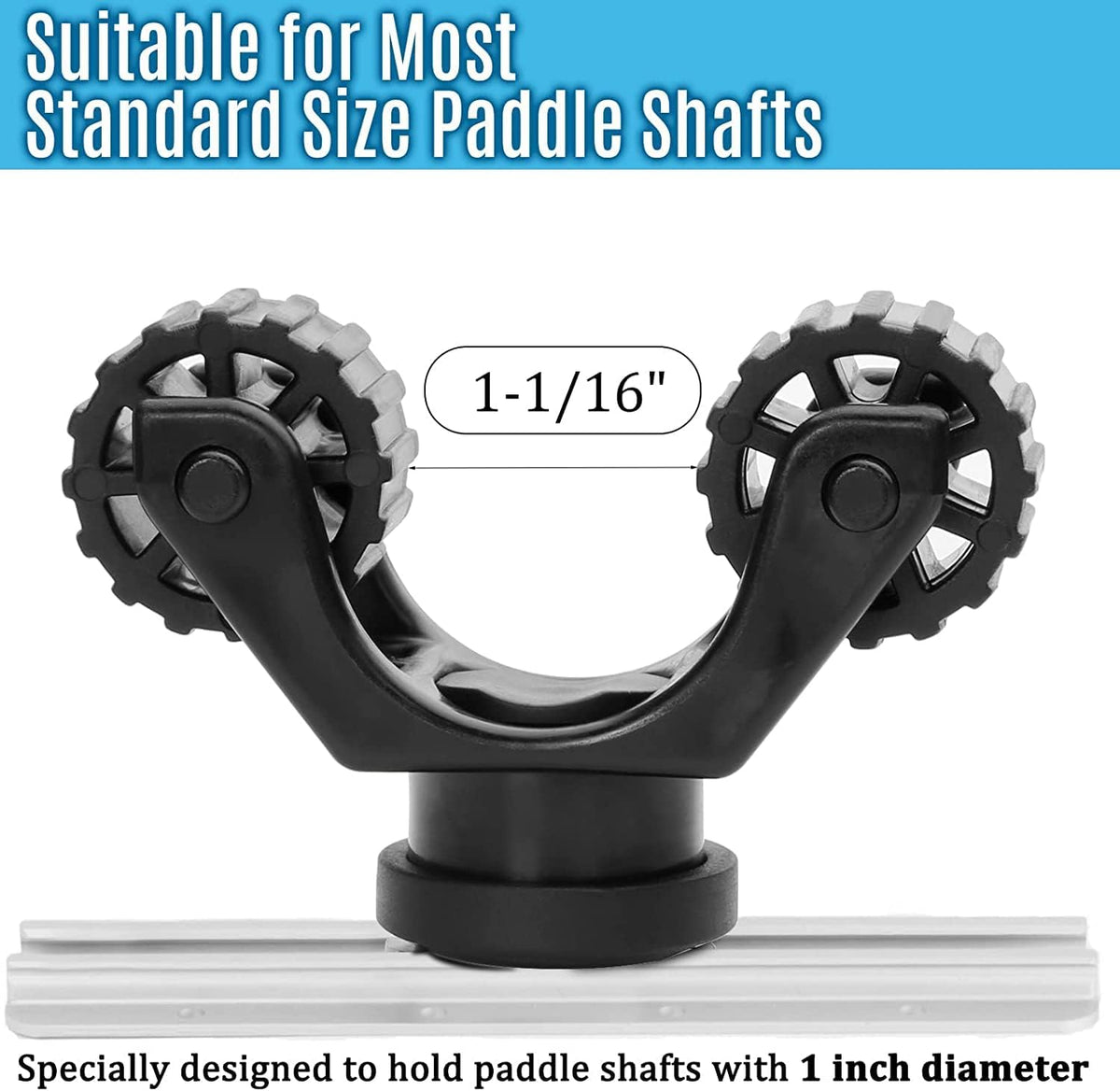 Kayak Paddle Holder, Kayak Accessories Track Mount for Kayak Paddles, Kayak Fishing Accessories - Kayak Oar Holder Track Mount for Fast and Quiet Holding Standard Kayak Paddle, 2 Pack, Black