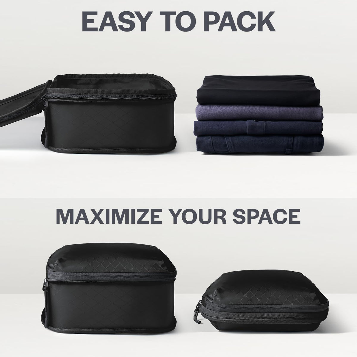 Aerotrunk Ultralight Compression Packing Cubes for Travel, 6-Pack, Black