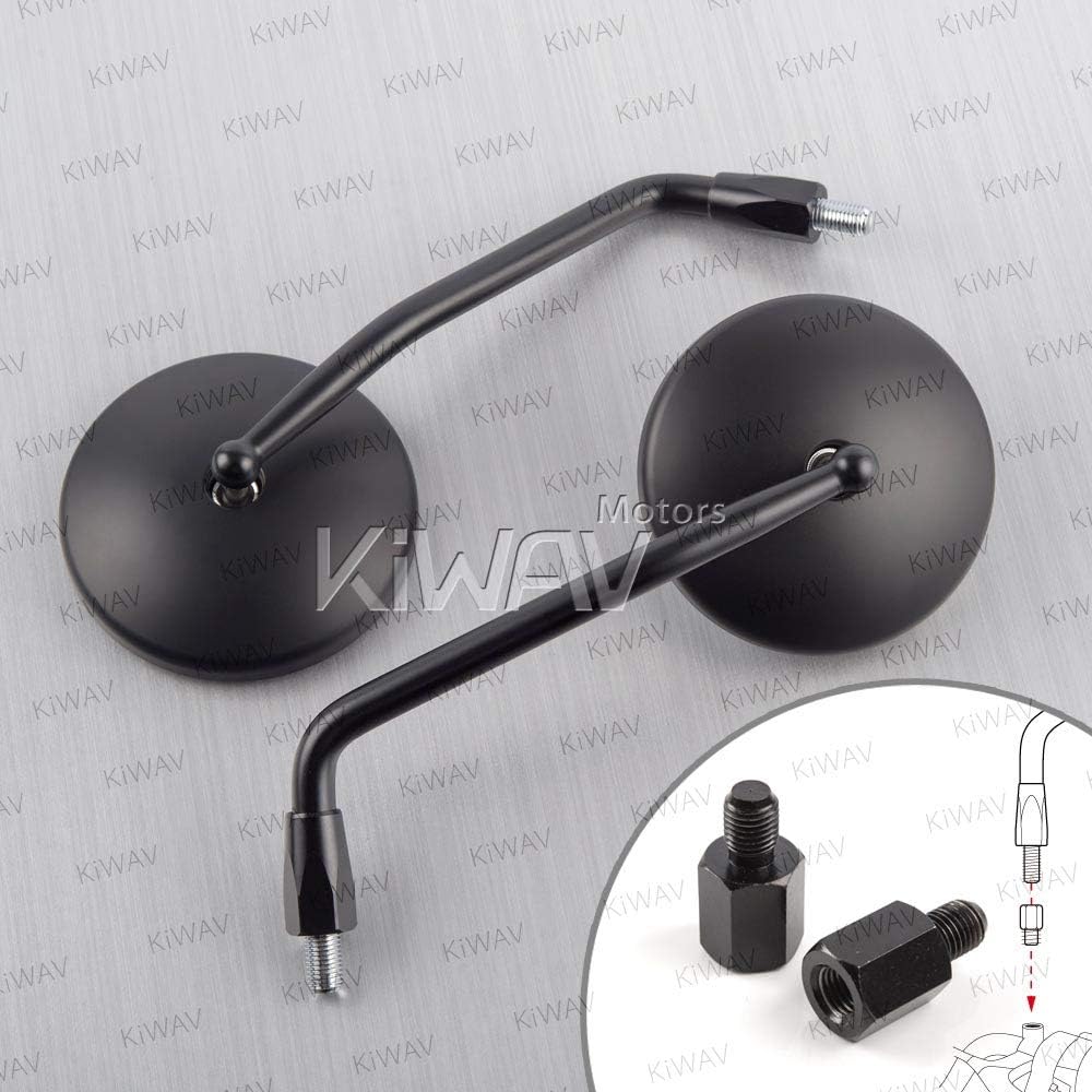 KiWAV Magazi Eclipse Black Motorcycle Rear View Mirrors Aluminum E-mark M10 1.5 Pitch compatible for BMW Motorcycle
