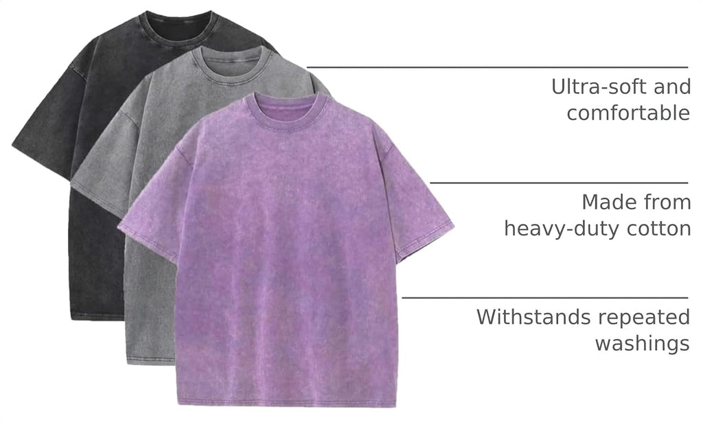 3 Pcs Men's Oversized Heavy Cotton Summer T-Shirts Vintage Tee Loose Fit Short Sleeve Casual Tshirts for Men Women