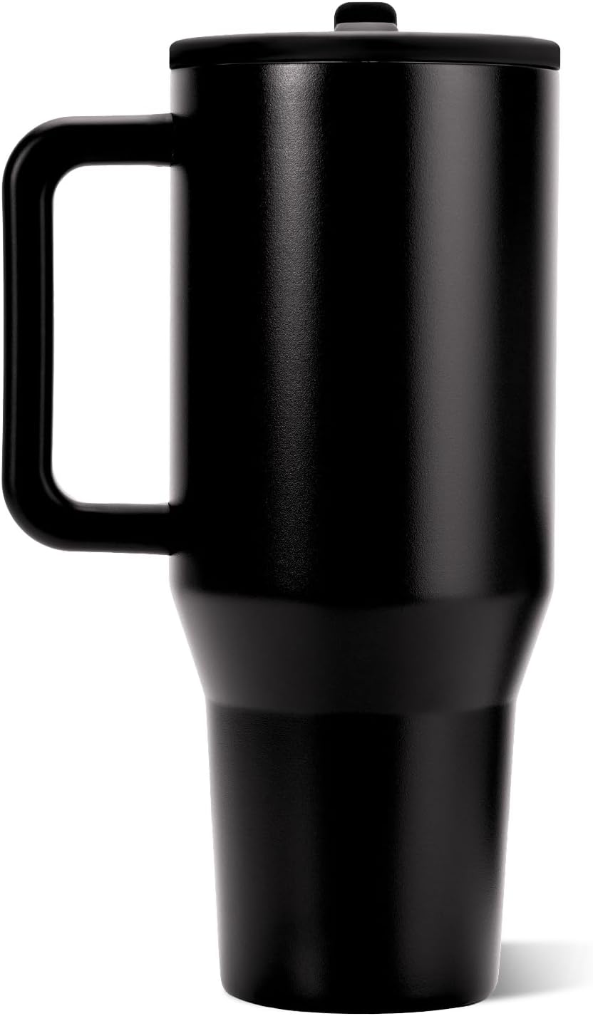 HydroJug Traveler 40oz, Insulated Tumbler with Handle & Straw, Black