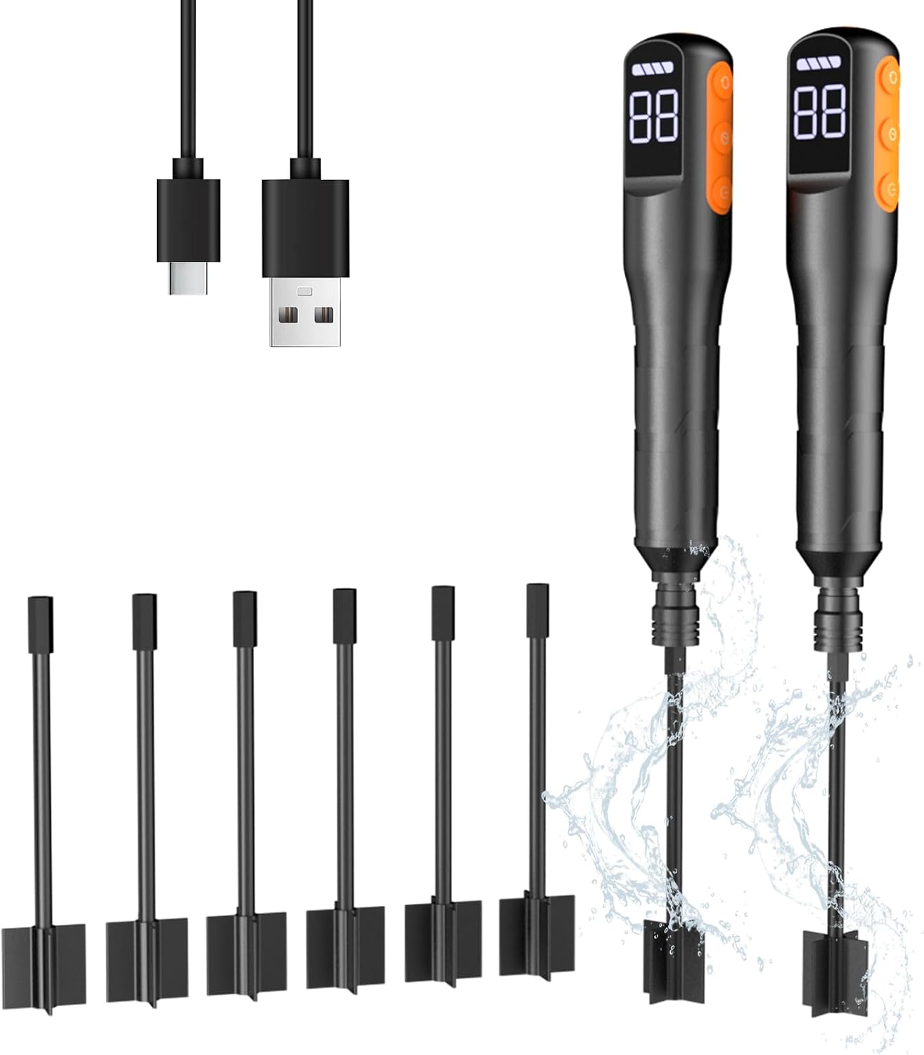Rechargeable Resin Mixer, Handheld Epoxy Stirrer with 4 Paddles, 2Pack, Black