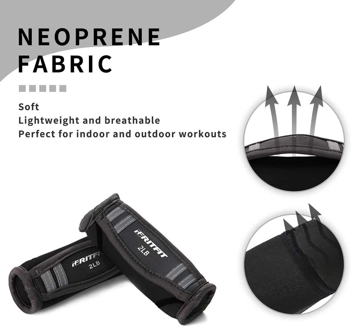 RitFit Soft Hand Weights Set with Reflective Straps Walking Dumbbell
