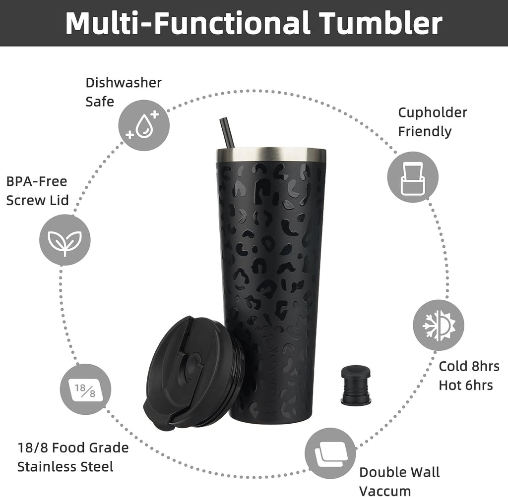 BJPKPK 26 oz Coffee Tumbler with Straw, Insulated Stainless Steel Cup