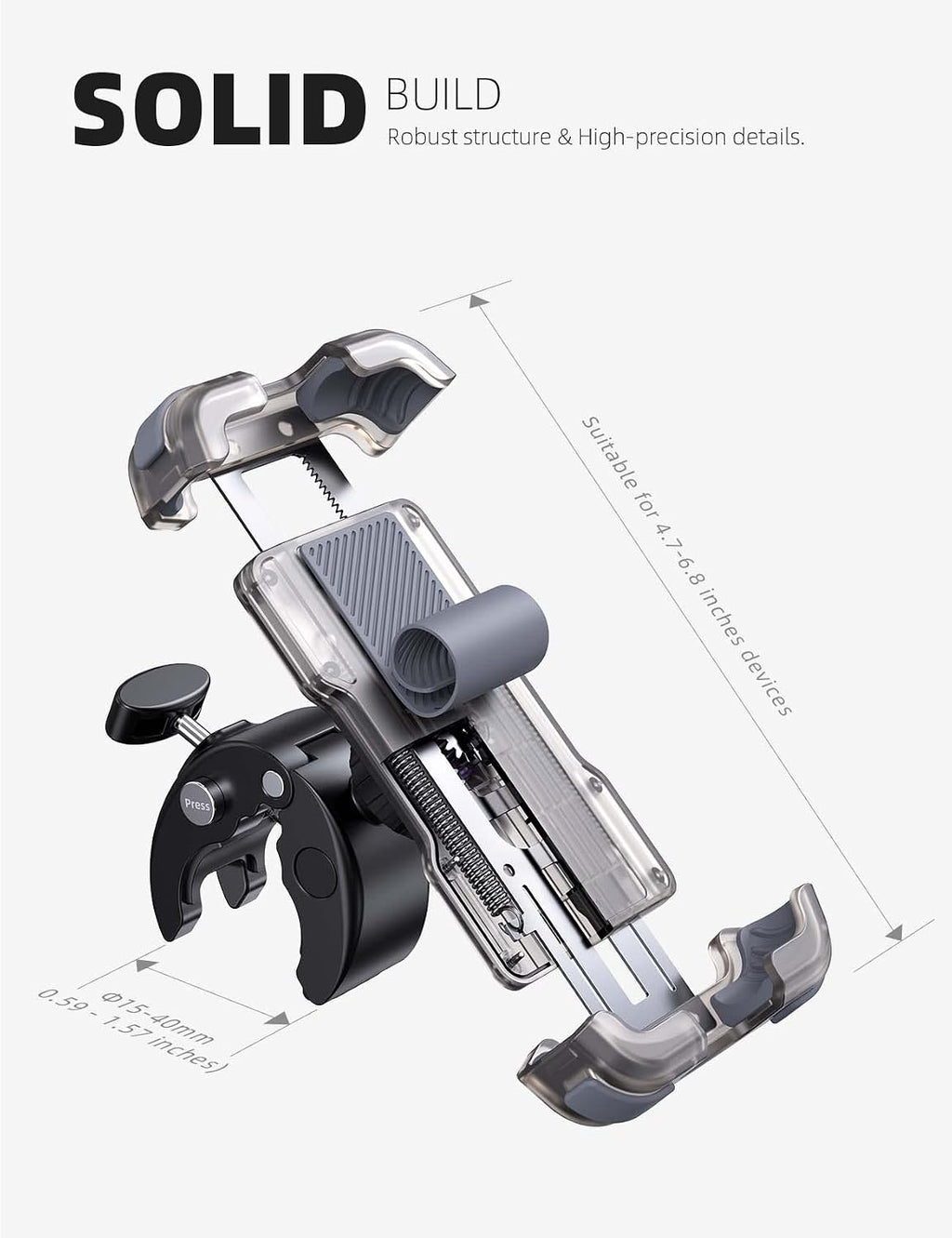 Lamicall Motorcycle Bike Phone Holder with Upgrade Quick Install Bar Clip