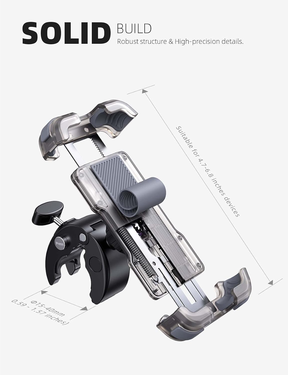 Lamicall Motorcycle Bike Phone Holder with Upgrade Quick Install Bar Clip