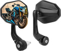 DREAMIZER Motorcycle Bar End Mirrors Black CNC Bar End Mirrors for Motorcycles Compatible with Honda Kawasaki Suzuki Scooter and More (White Glass Lens)