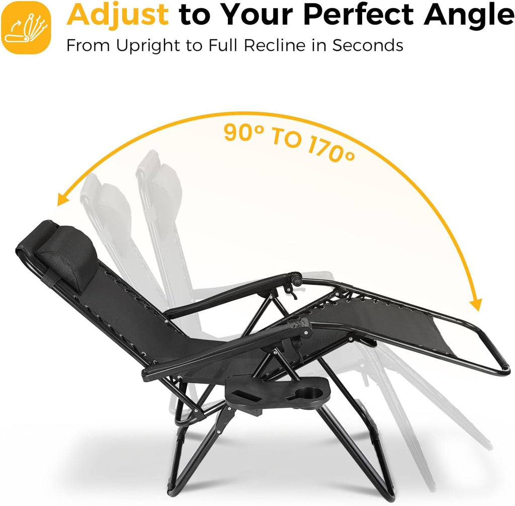 NEWBULIG Zero Gravity Chairs Set of 2, Folding Lounge Recliner Chair
