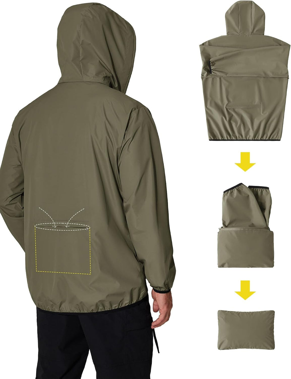 COOFANDY Men's Light Rain Jacket Packable Waterproof Raincoat Windbreaker