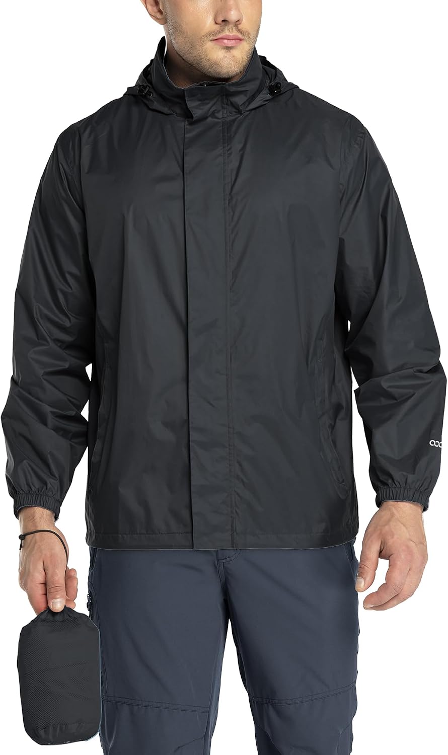 33,000ft Men's Packable Rain Jacket Lightweight Waterproof Golf Raincoat