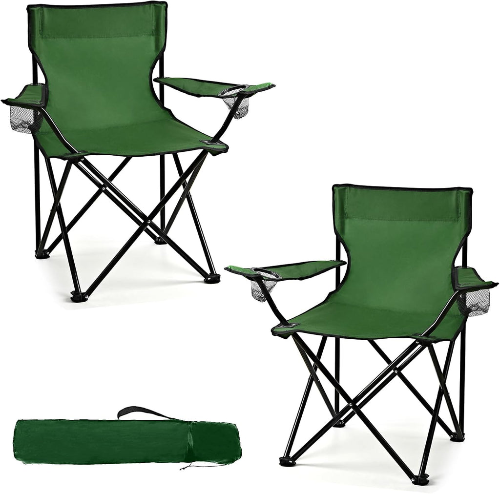 WEIDIORME 2 Pack Lightweight Camping Chairs for Adults & Teens, Capacity Foldable Portable Chairs with Carry Bag, Compact Design for Camping, Beach, Picnics, and Outdoor Events