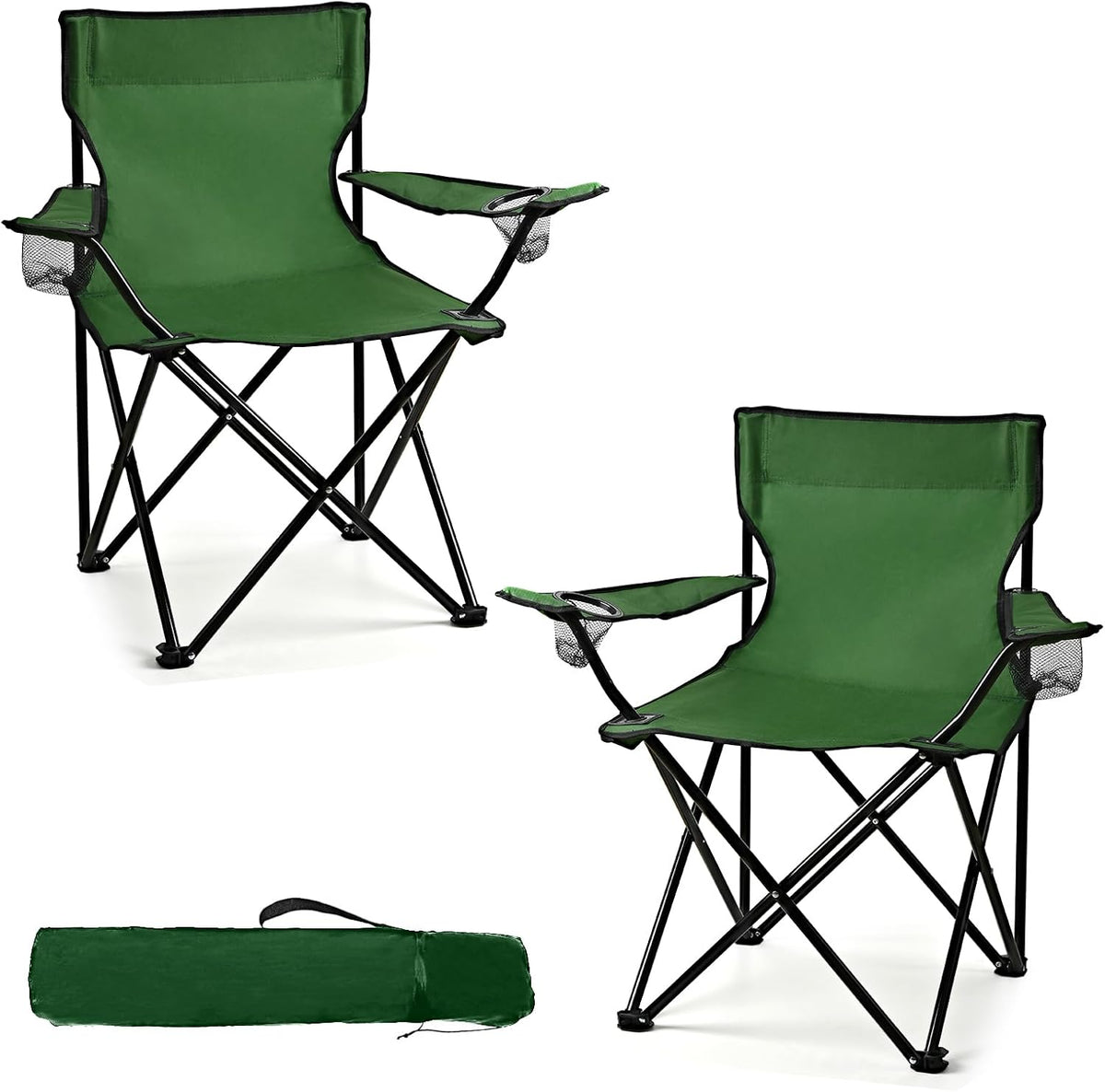 WEIDIORME 2 Pack Lightweight Camping Chairs for Adults & Teens, Capacity Foldable Portable Chairs with Carry Bag, Compact Design for Camping, Beach, Picnics, and Outdoor Events