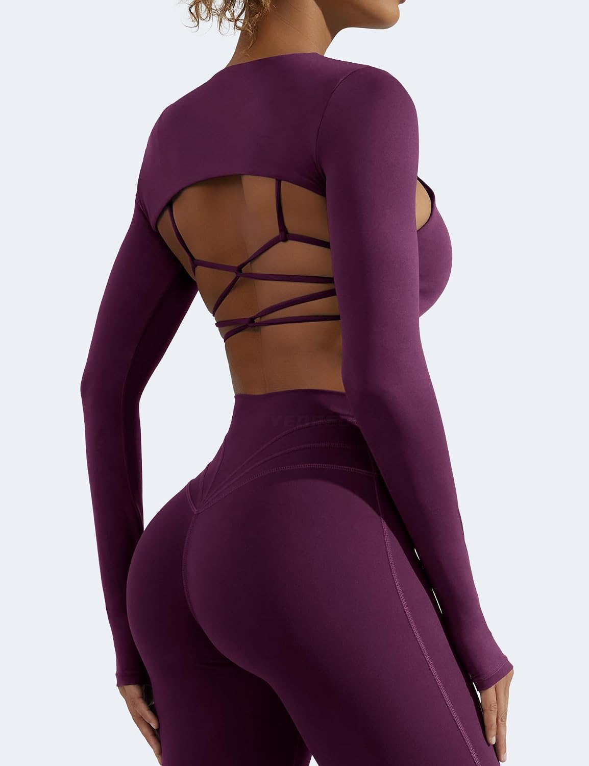 YEOREO Women Crop Top Long Sleeve Bolero Open Front Workout Cropped Shirts Sports Shrug