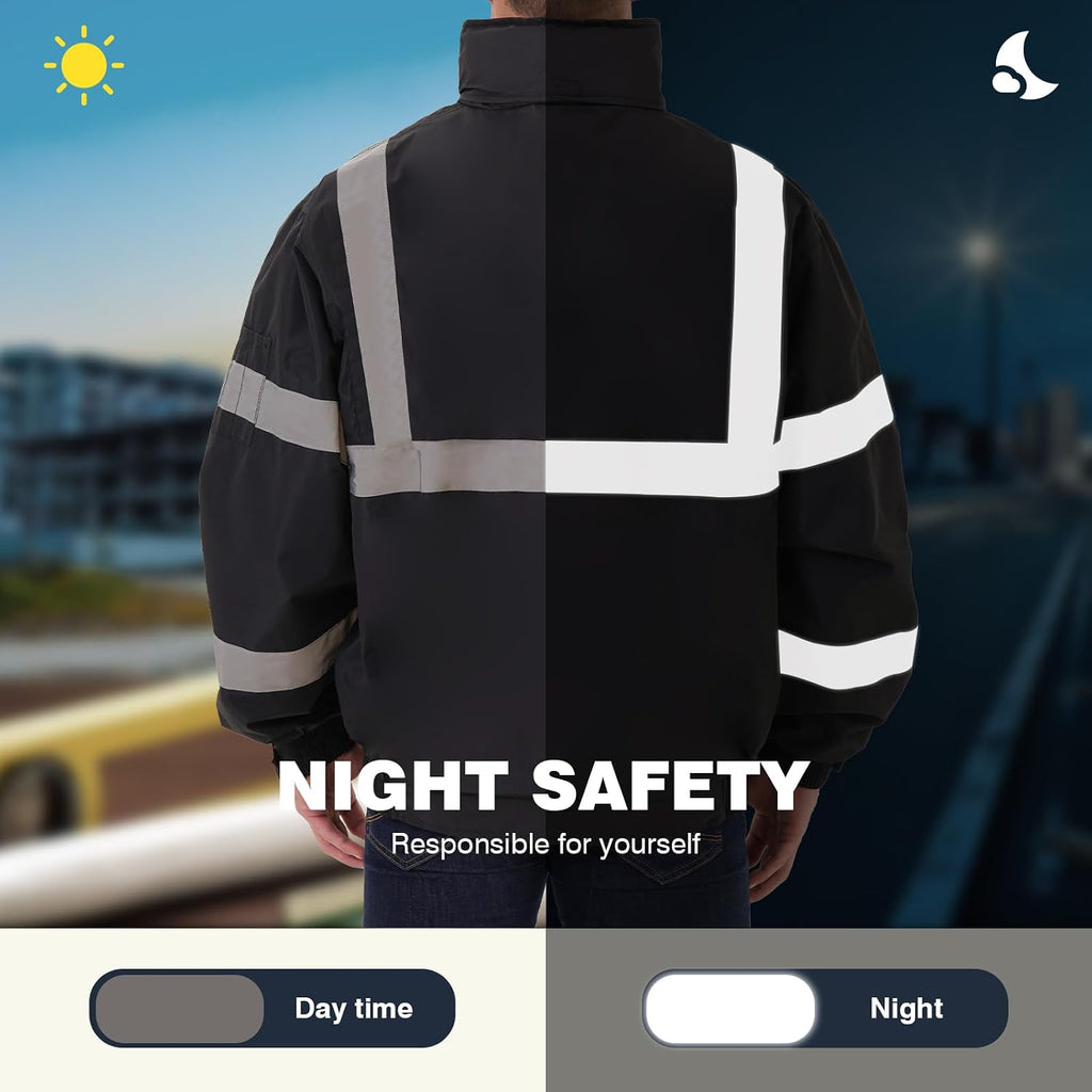 SKSAFETY Hi Vis Safety Rain Jacket for Men, Construction Work Rain Gear Heavy Duty Class 3 Rain Coat Waterproof Lightweight