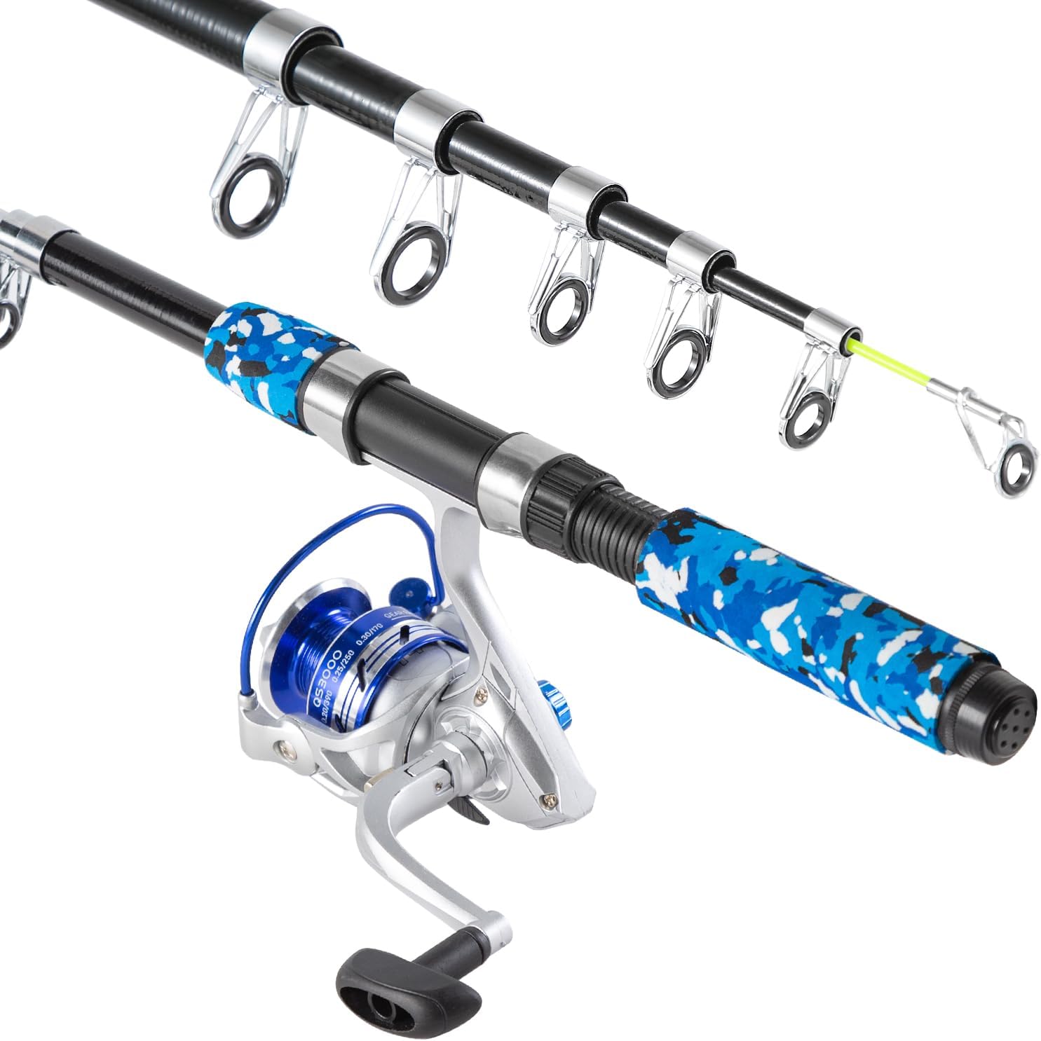 Tripquips Fishing Pole Combo, 6.9ft Telescopic Rods Set, Collapsible Fishing Rods 2PCS Spinning Reel Set with Carrier Bag Freshwater Fishing Rod and Reel Combos Kits